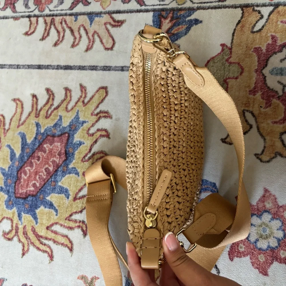 MANGO Woven Raffia Mini Crossbody Shoulder Bag Summer Trendy - Picture 10 of 11